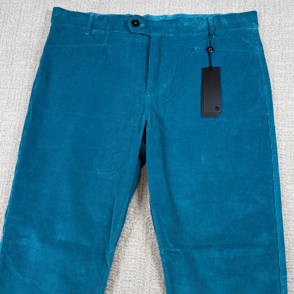 NEW Greyson Men 36x32 Salamander Teal Apaloosa Corduroy Trousers Pants Golf